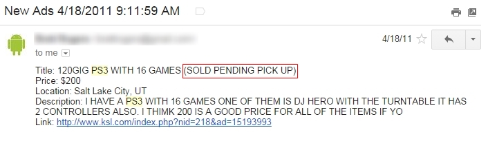 PS3 for Cheap Ad Email Sold
